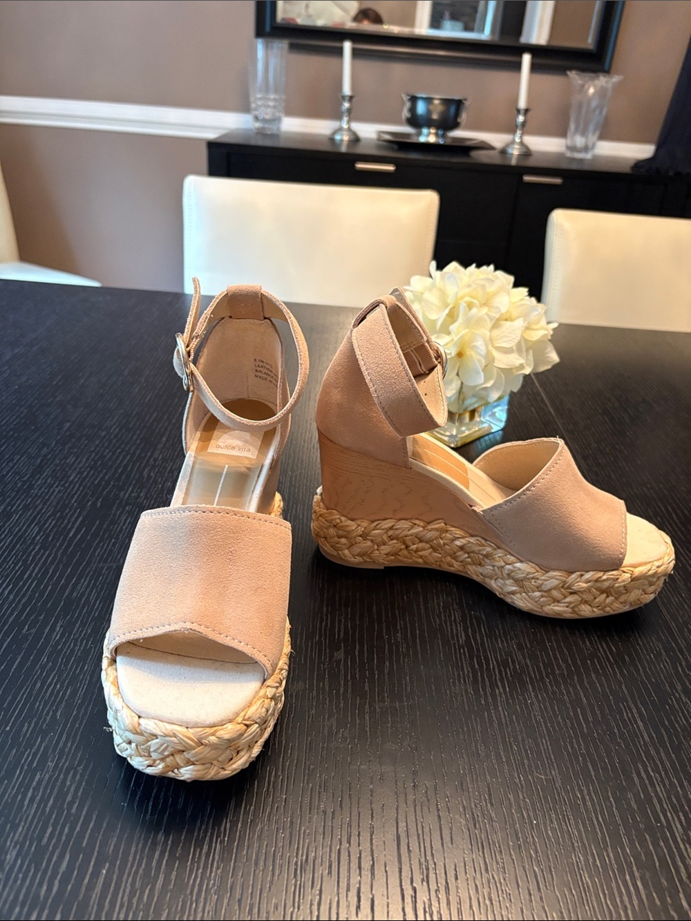 Dolce Vita Blush Tan Espadrille Wedge Sandals